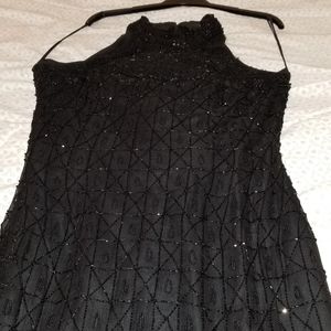 Black beaded evening gown